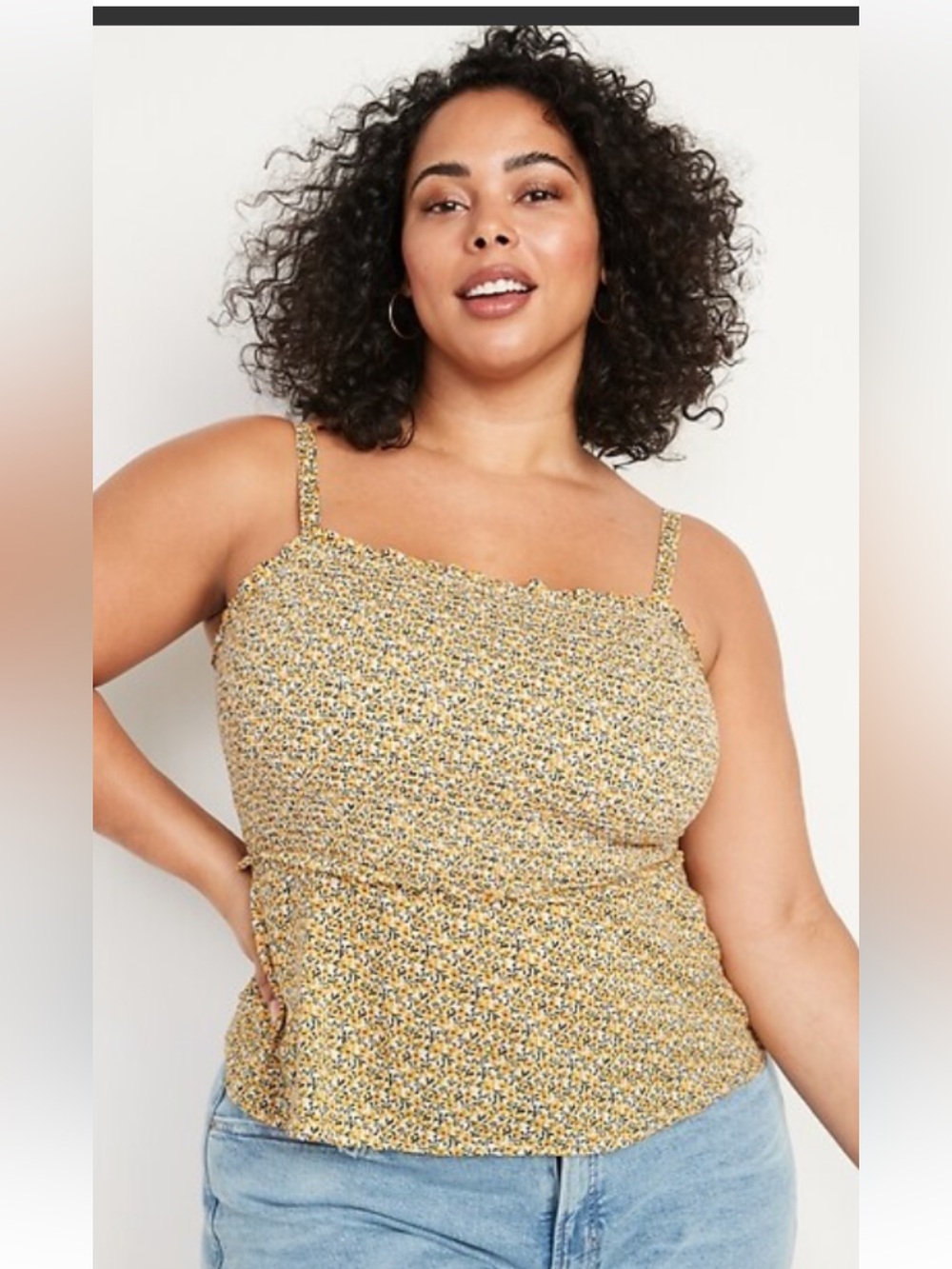 4X Old Navy Yellow Floral Smocked Cami Tank Top